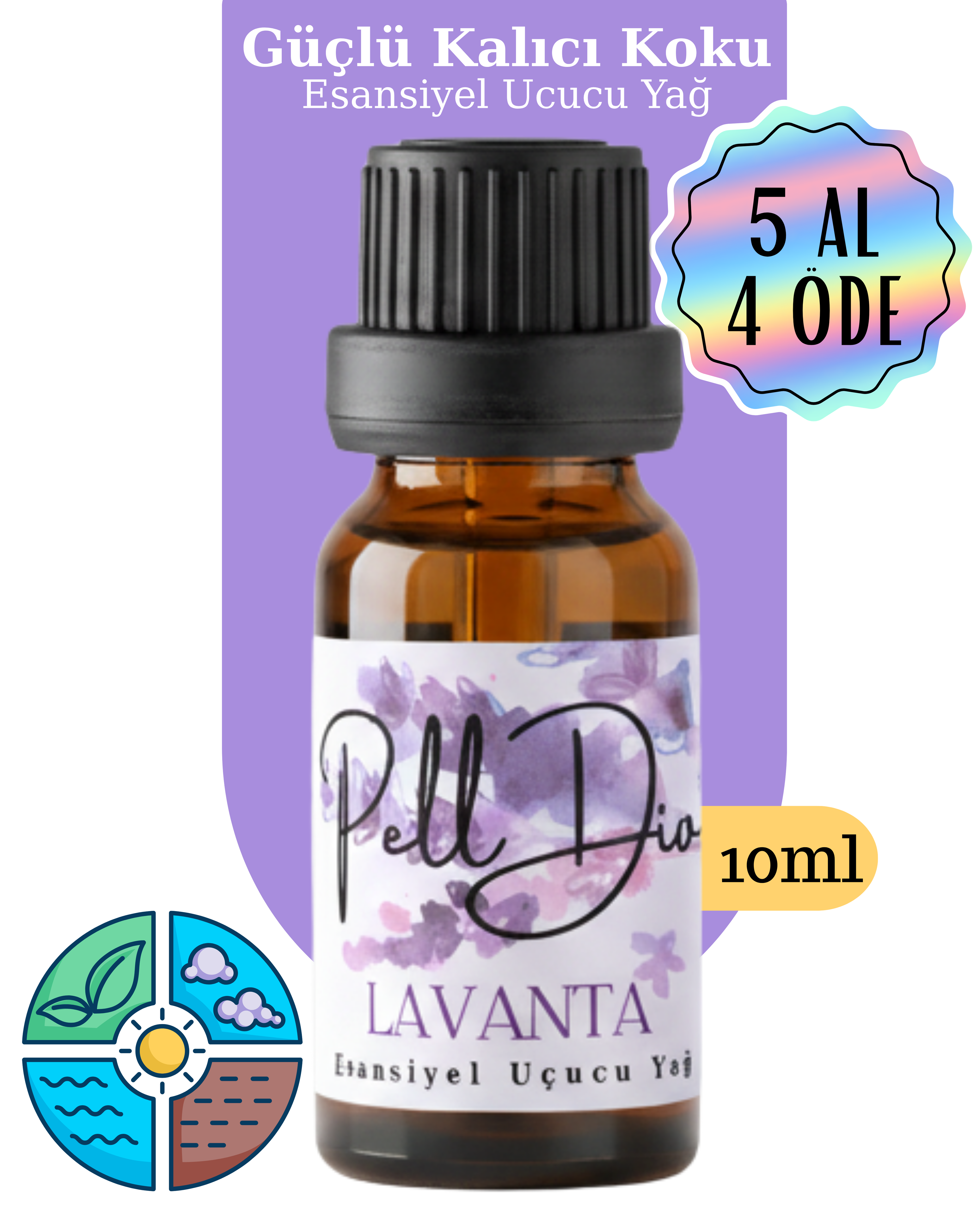 Lavender Esansiyel Uçucu Koku Yağı Difüzör Esansı Buhurdanlık Yağı Aromaterapi Yağı 10ml