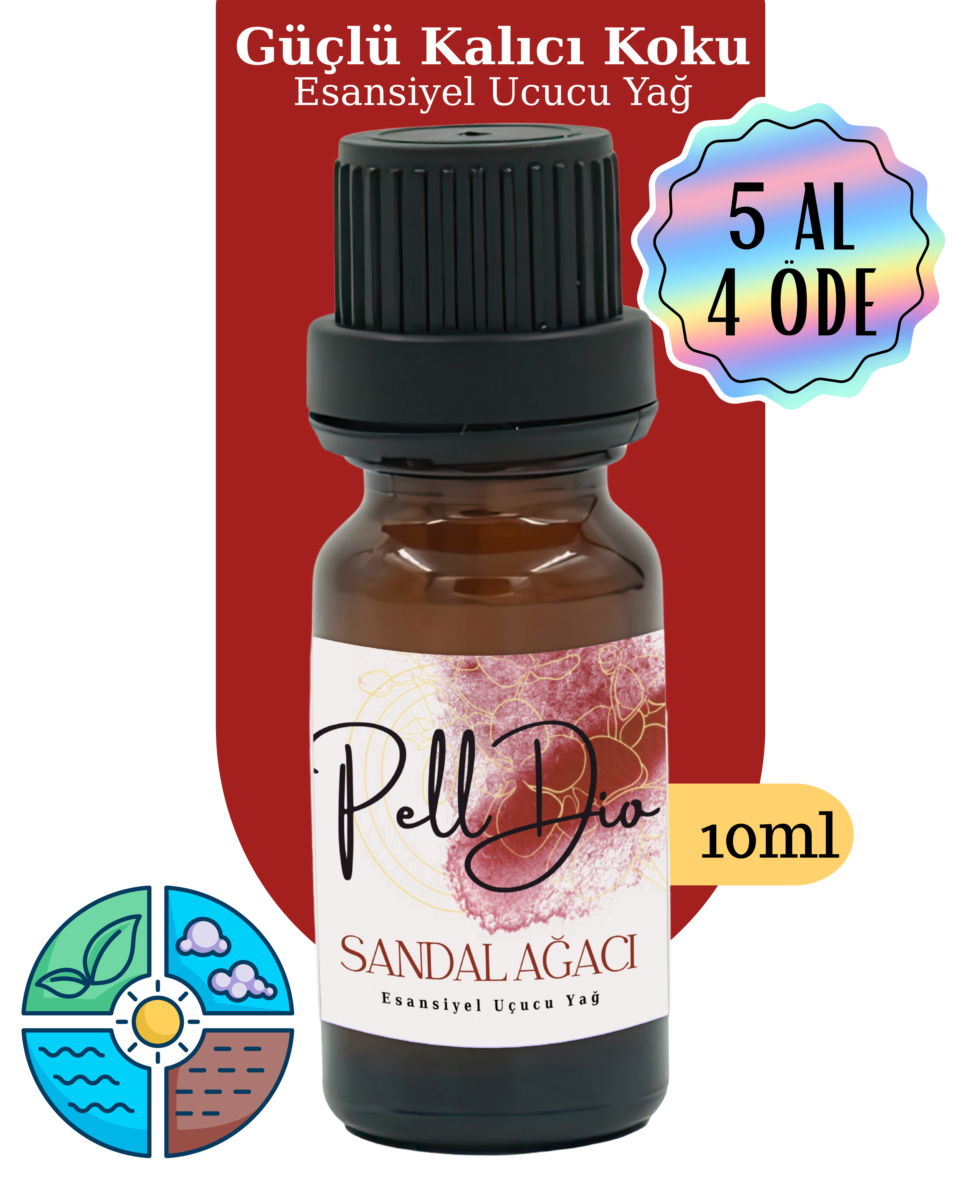 Sandal Ağacı Esansiyel Uçucu Koku Yağı Difüzör Esansı Buhurdanlık Yağı Aromaterapi Yağı 10ml
